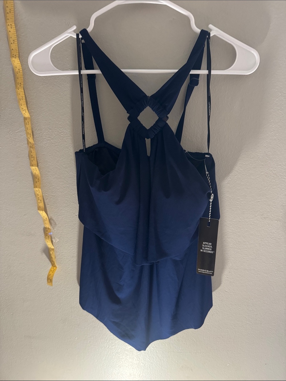 Magicsuit Navy Ruffled Front Camisole with Twist-Ring Back